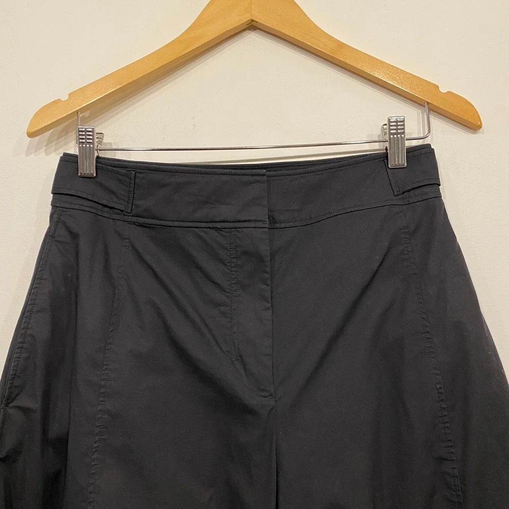 COS Black Tapered Barrel Leg Trousers High Waisted Cotton Blend Pants Womens 6 - Picture 4 of 7